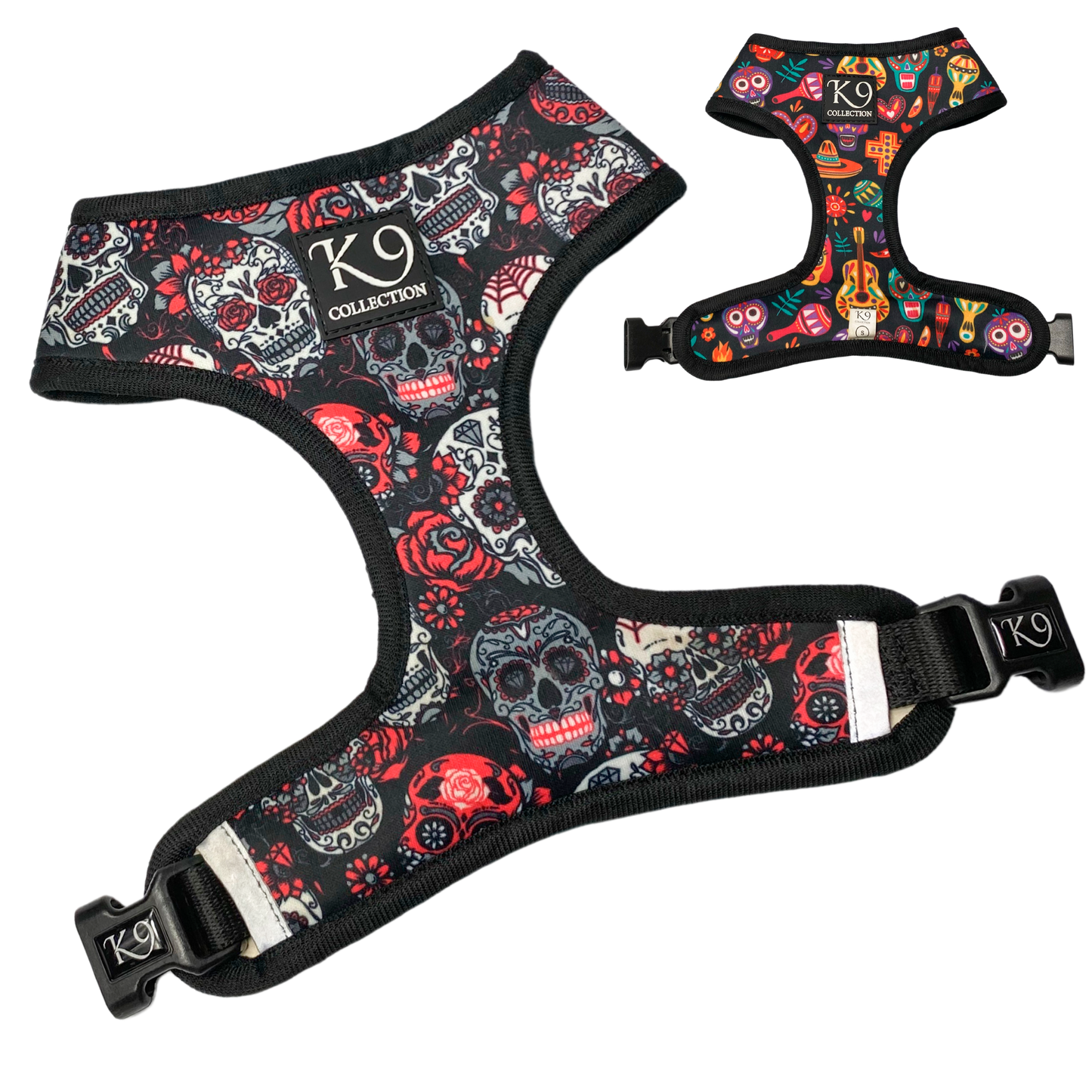 REVERSIBLE Harness - Sugar Skull Fiesta